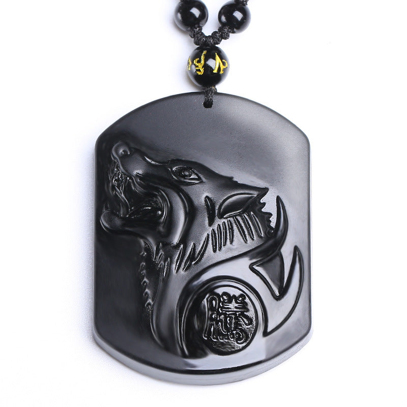 Pendentif Loup en Obsidienne Noire – Protection & Force Intérieure (396 Hz)