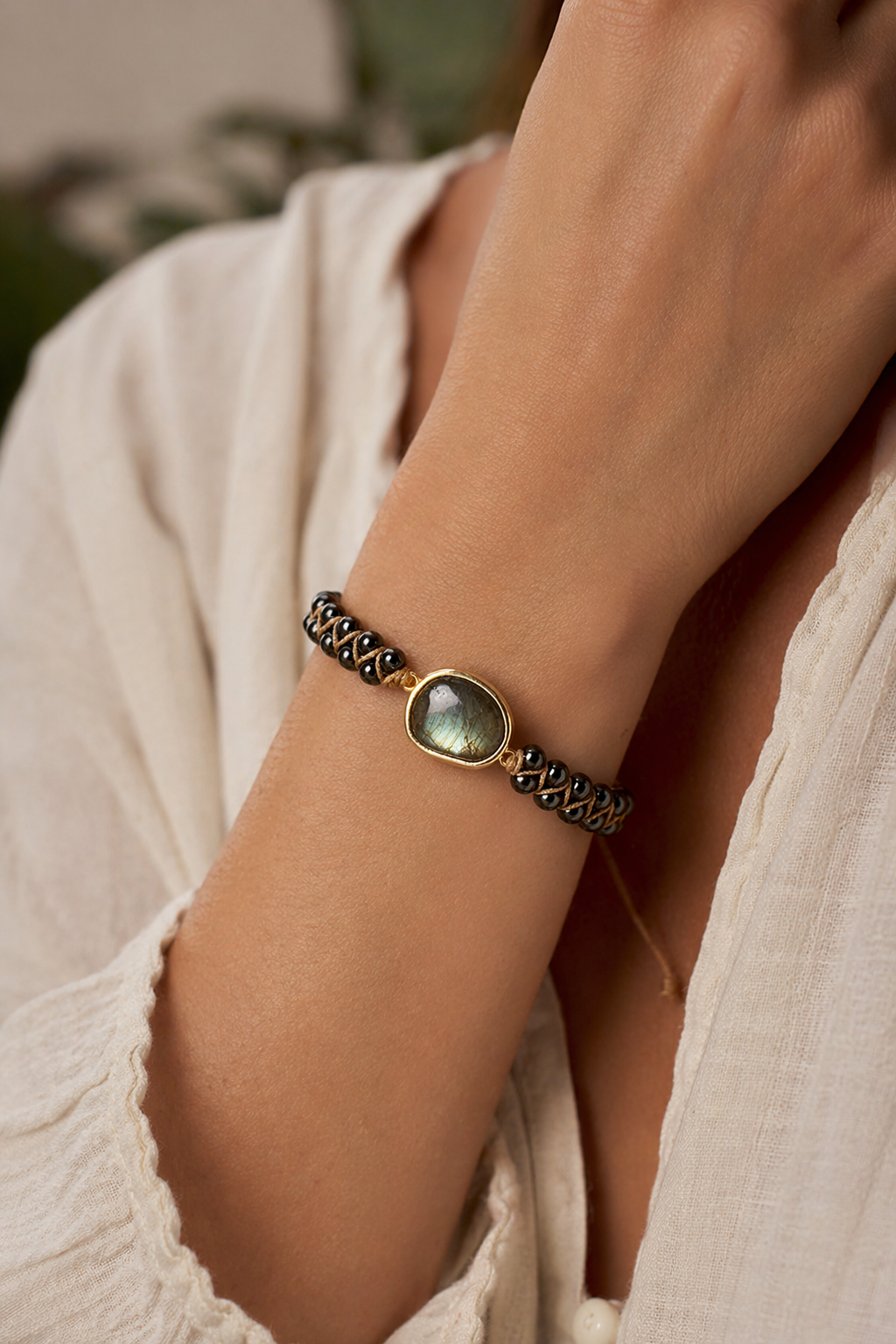 Bracelet Harmonia 417 Hz – Libération & Renouveau (Labradorite Naturelle)