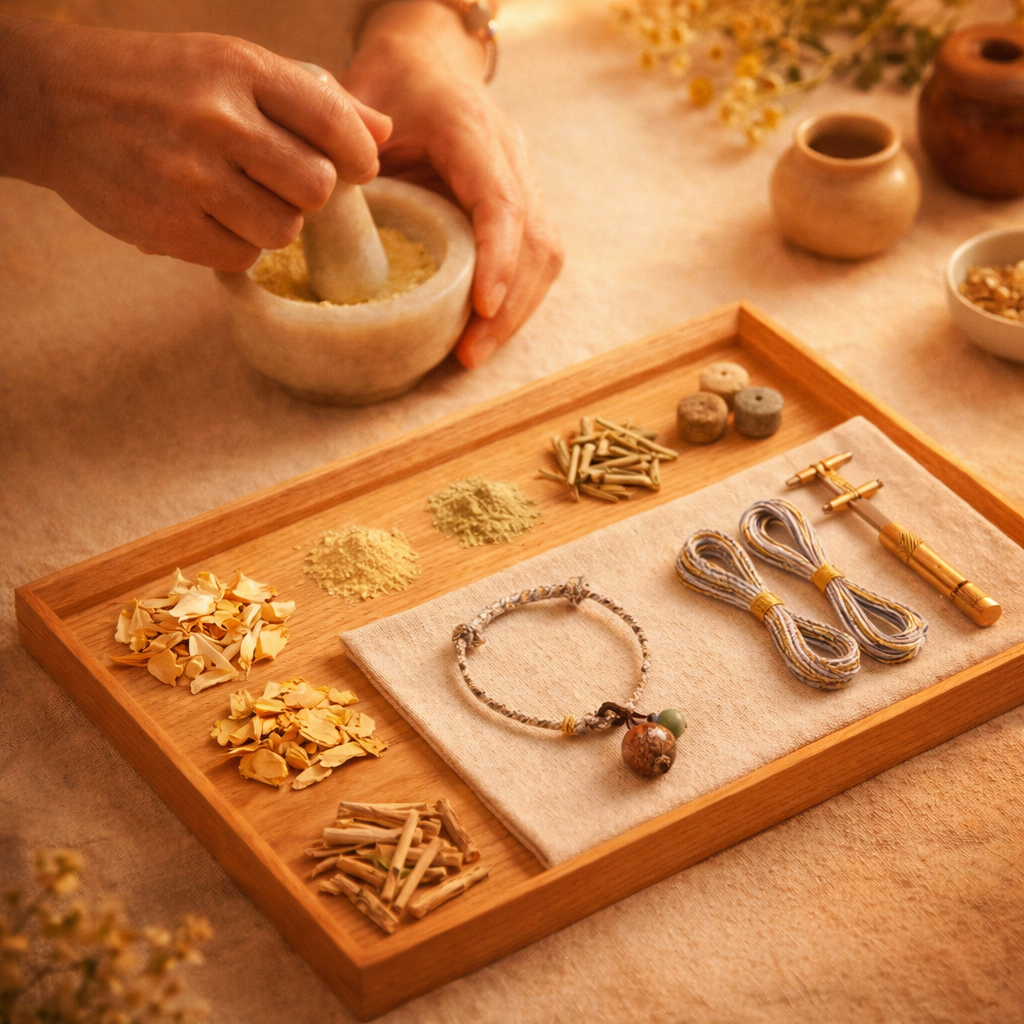 Bracelet tressé bien-être en bois de santal & bois d’agar – Ancrage & harmonie intérieure