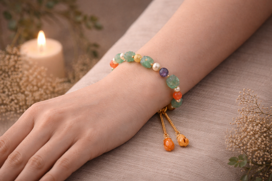 Bracelet jade & aventurine naturel – Énergie douce & régénération 285 Hz