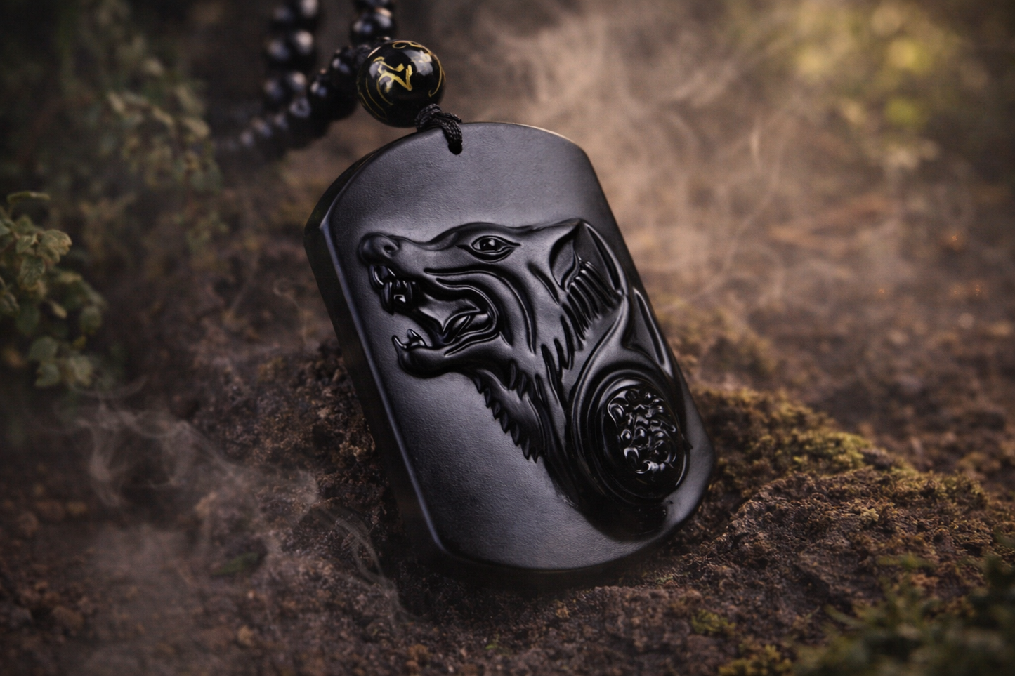 Pendentif Loup en Obsidienne Noire – Protection & Force Intérieure (396 Hz)