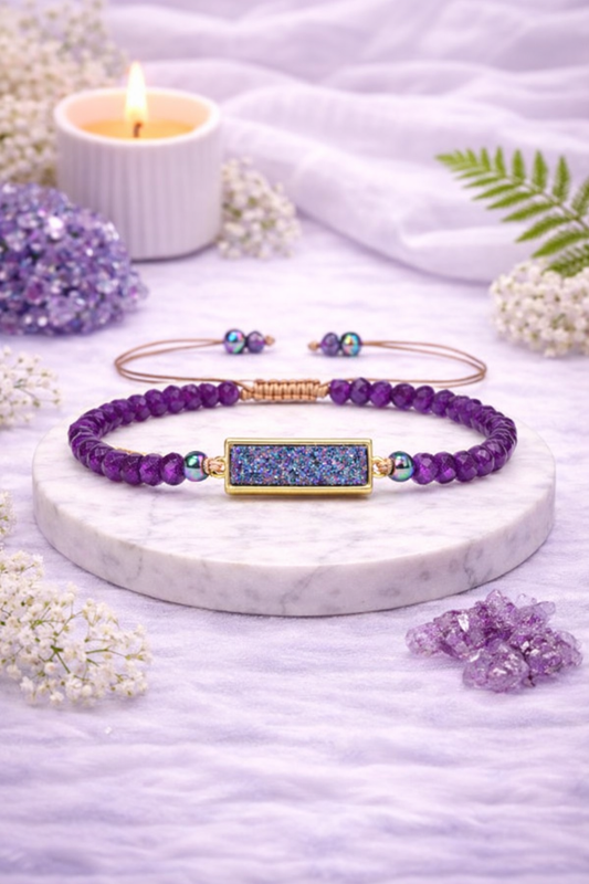 Bracelet Vibratoire 852 Hz – Intuition & Conscience – Améthyste Naturelle