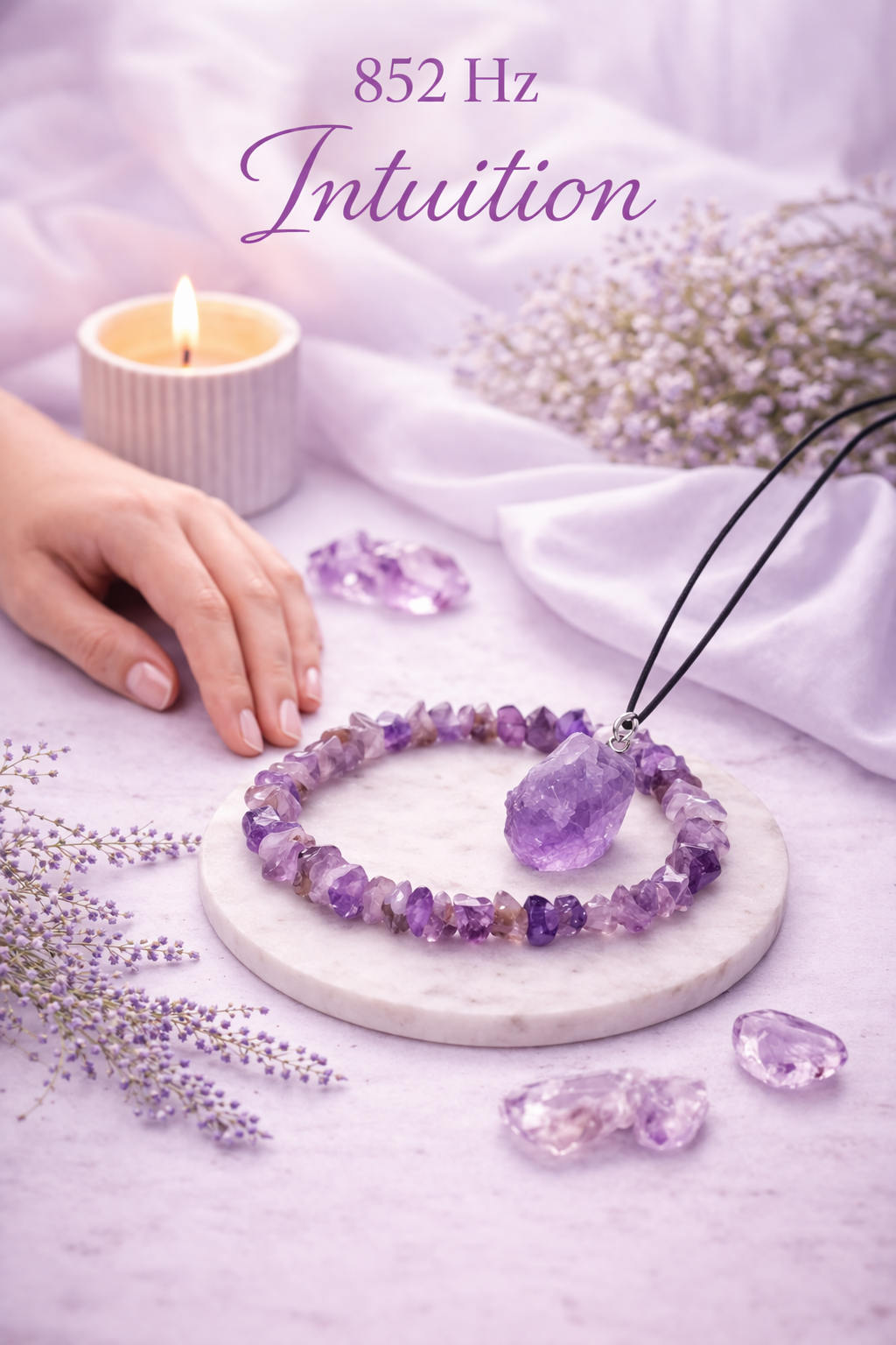 Parure Améthyste Naturelle – Collier & Bracelet vibratoire 852 Hz