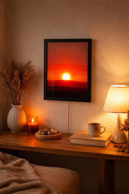 Tableau lumineux coucher de soleil – lampe murale ambiance zen