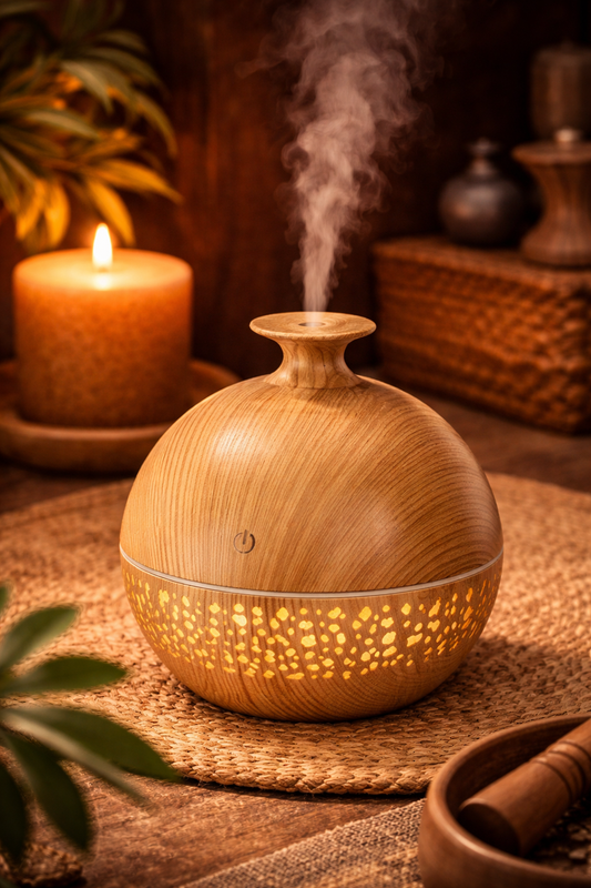 Diffuseur d’Huiles Essentielles Bois – Élégance Zen & Brume Relaxante