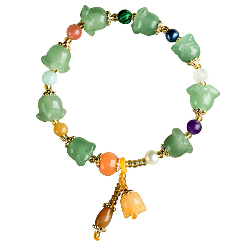 Bracelet jade & aventurine naturel – Énergie douce & régénération 285 Hz