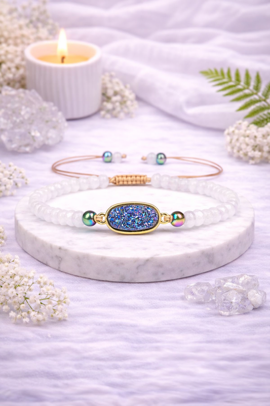 Bracelet Vibratoire 963 Hz – Éveil & Connexion – Pierre Blanche Naturelle