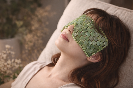 Masque yeux en jade naturel – Relaxation & régénération 285 Hz